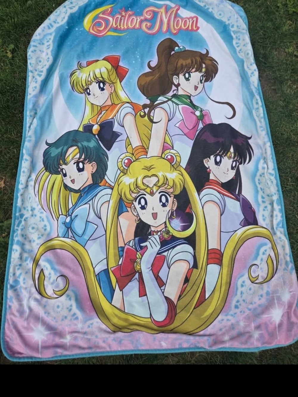 Sailor Moon Printed Character Throw Blanket - Pastel Blue & Pink